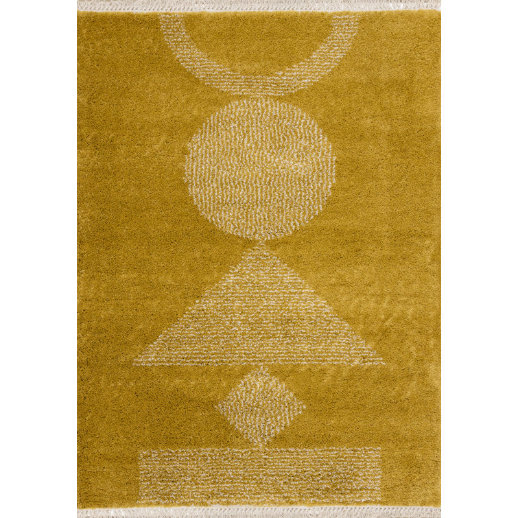 Wade Logan® Ashaley Performance Yellow/White Rug | Wayfair